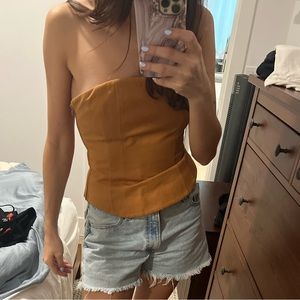 ALC brown strapless corset top